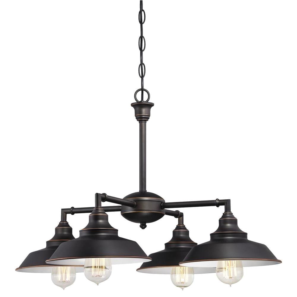 westinghouse iron hill 4 light oil rubbed bronze convertible chandelier semi flush mount