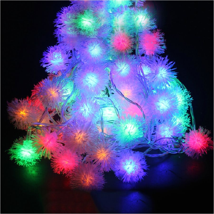 10m 100pcs ball led string fairy light garland furry snow ball edelweiss christmas string lights outdoor