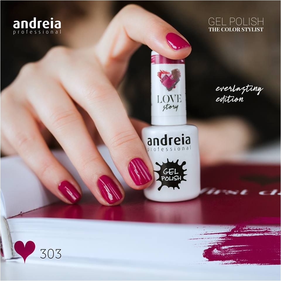 dacouvrez le nouveau vernis gel andreia 303 first date de la nouvelle collection love story semi