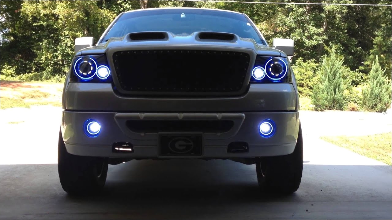 04 08 f150 headlight fog light retrofit i did with rgb colormorph halos fogs have led projectors youtube