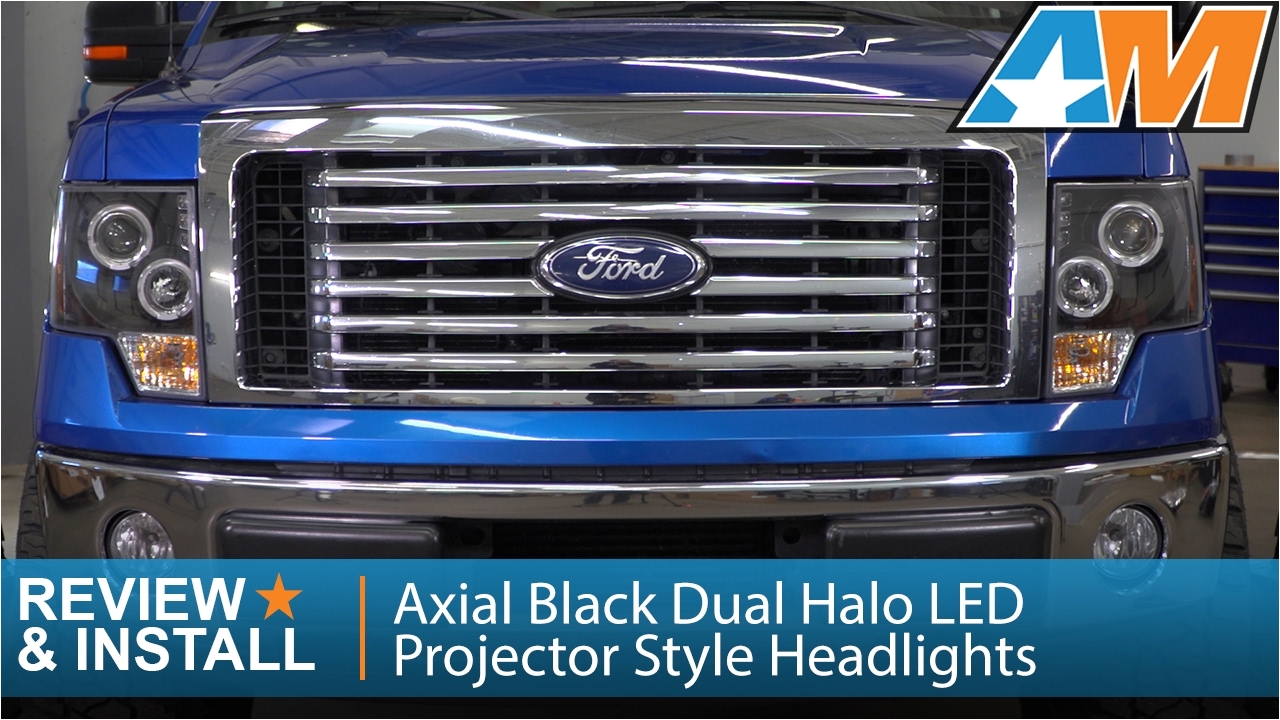 2009 2014 ford f 150 axial black dual halo led projector style headlights review install youtube