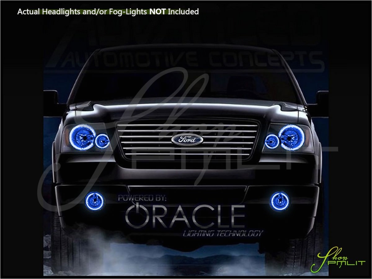 auto lights accessories car led lighting custom bulbs parts shoppmlit oracle 04 08 ford f150 blue headlight angel eyes demon halo rings drl headlamp kit