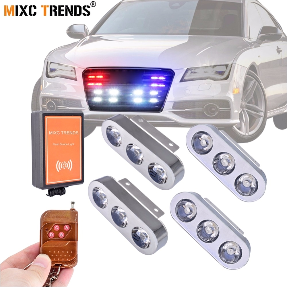 wireless remote control car led warning light 12v 12w super spot strobe lights police ambulance emergency flashing flasher light in signal lamp from