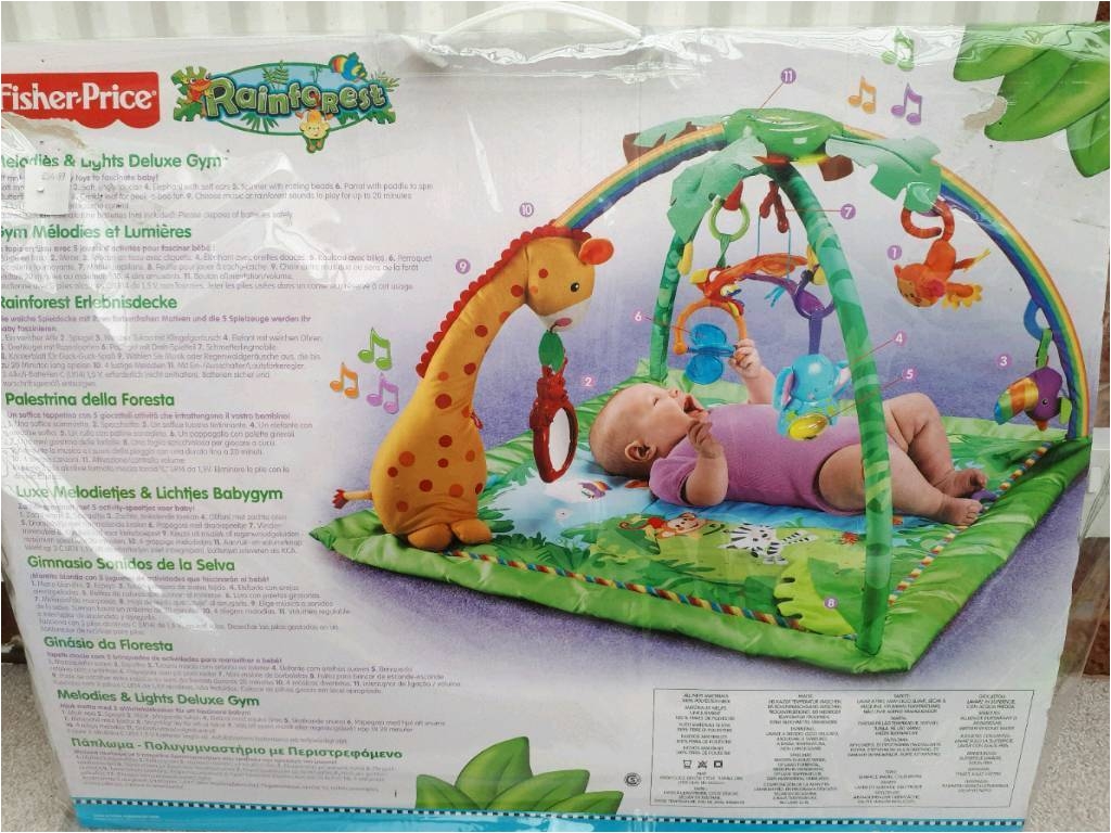 fisher price rainforest melodies lights deluxe baby gym playmat rrp a54 99 0 mths