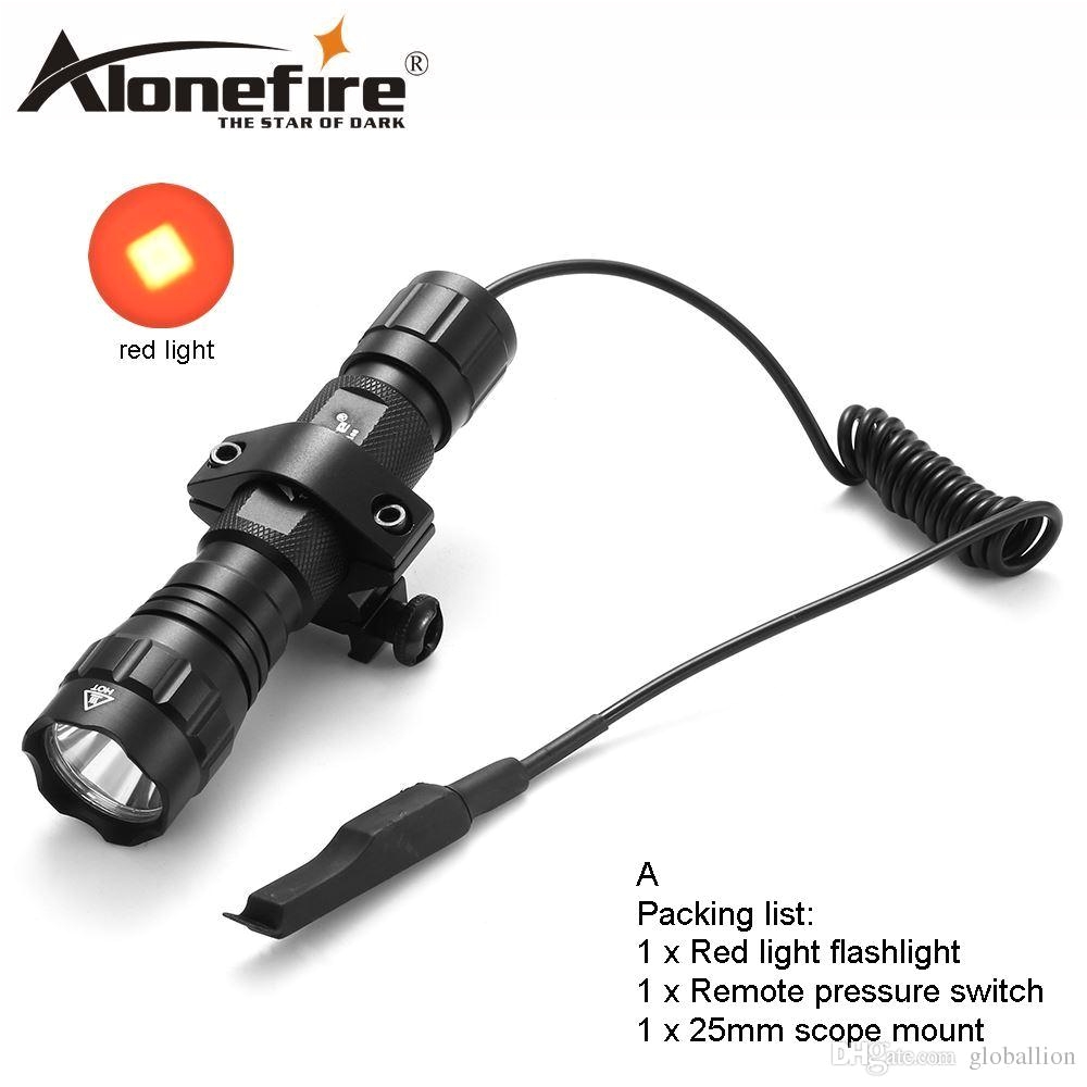 alonefire 501bs cree led tactical flashlight red light torch lighting shot with remote pressure switch tactical mount best led flashlights strobe flashlight