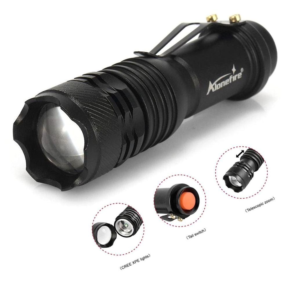 alonefire x320 mini led flashlight zoom waterproof lanterna led 3 modes zoomable torch 3 7v aa