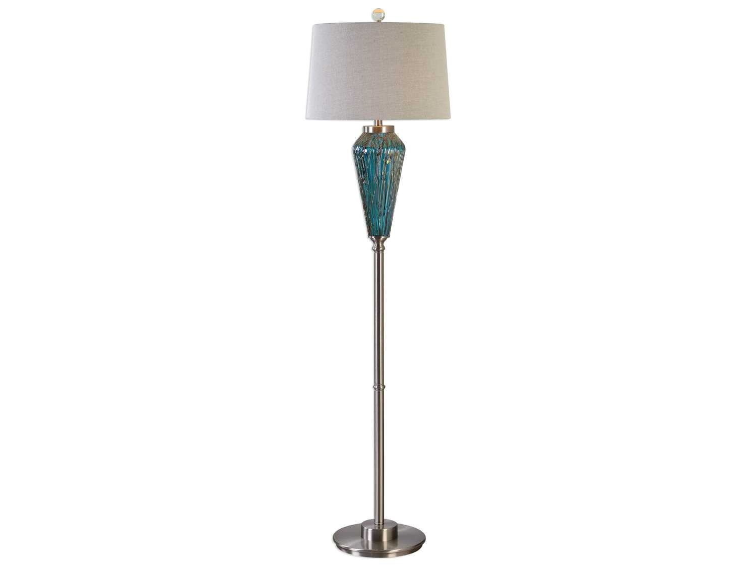 Flambeau Lamps Uttermost David Frisch Almanzora Blue Glass Floor Lamp Ut28101