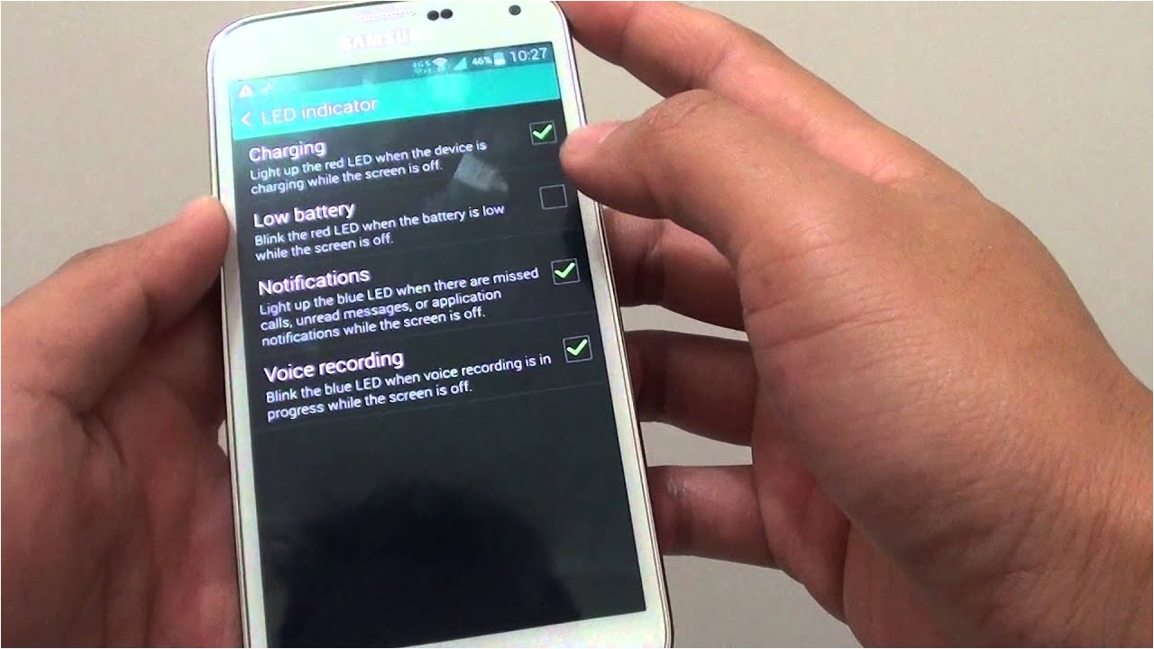 samsung galaxy s5 how to enable disable blue led notification light