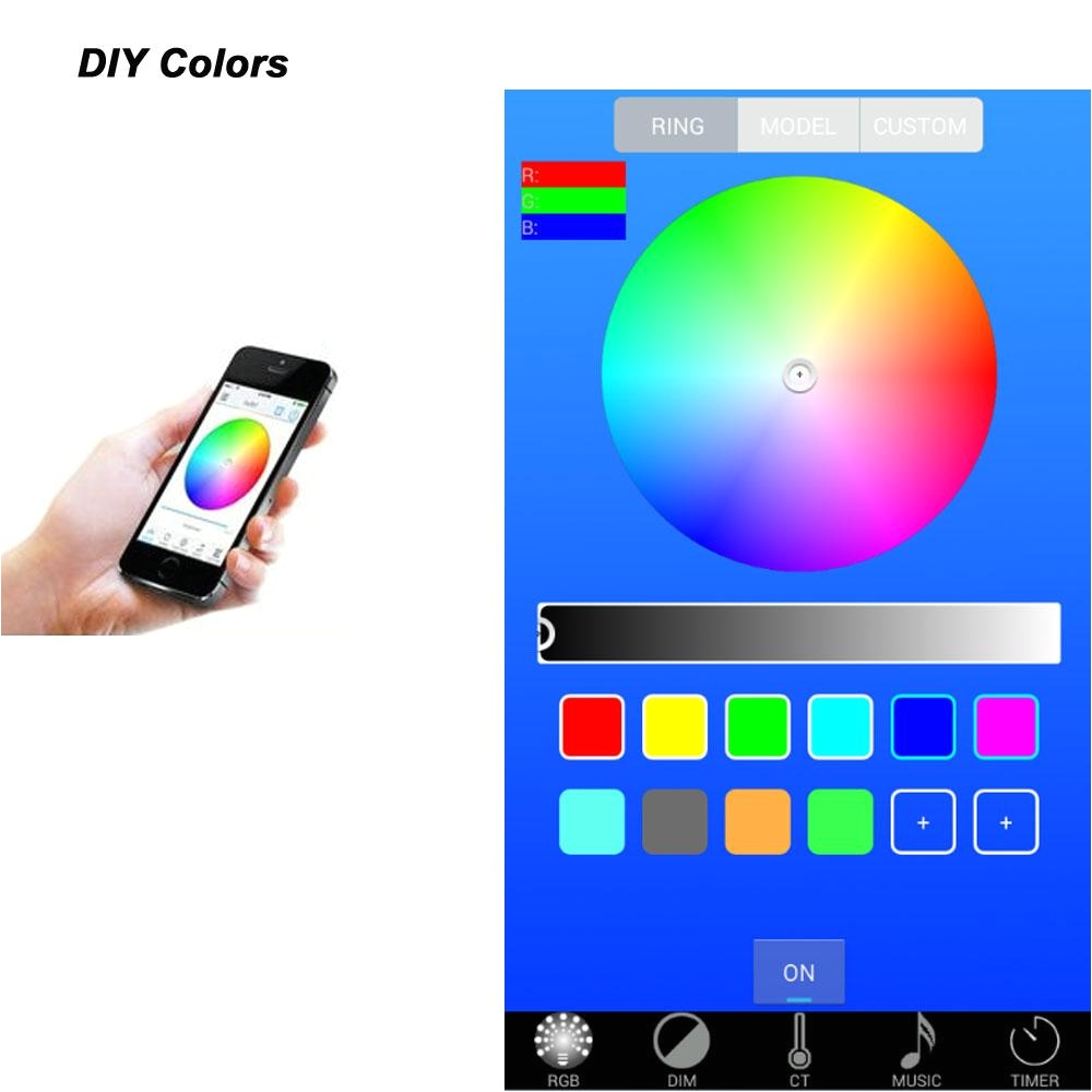 Flashing Lights when Phone Rings 12w 3×3 Inch Smart Phone Ios android Blue tooth Control Rgb Halo