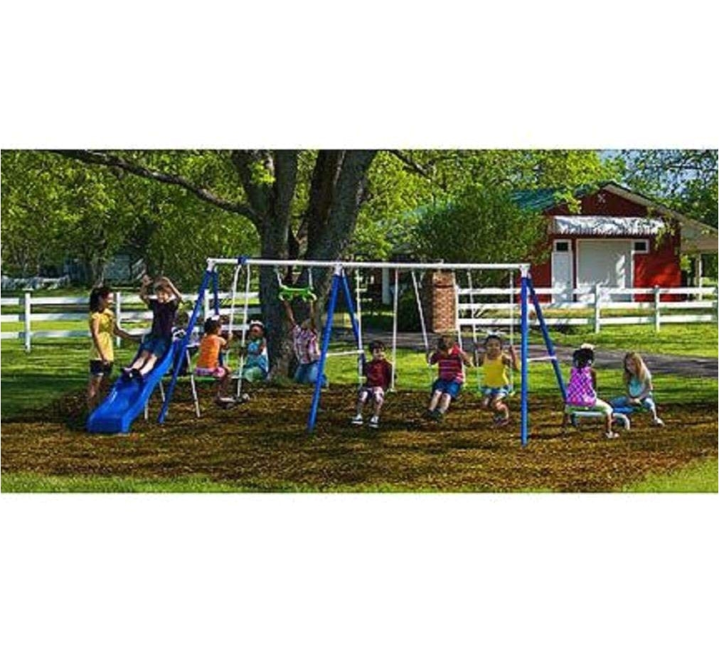 amazon com flexible flyer fantastic playground metal swing set everything else