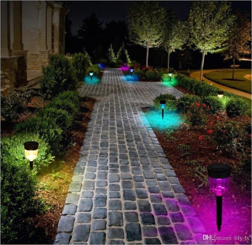 solar powered lights outdoor changing led path lights garden landscape lighting waterproof for patio lawn