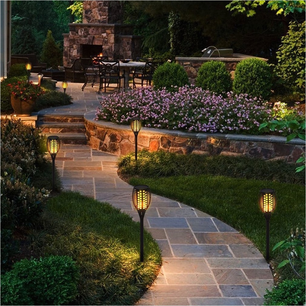 96 led solar flickering flame torch night light porch lampground stake pathways yard garden decor waterproof ip65 2018 new in led outdoor wall lamps from