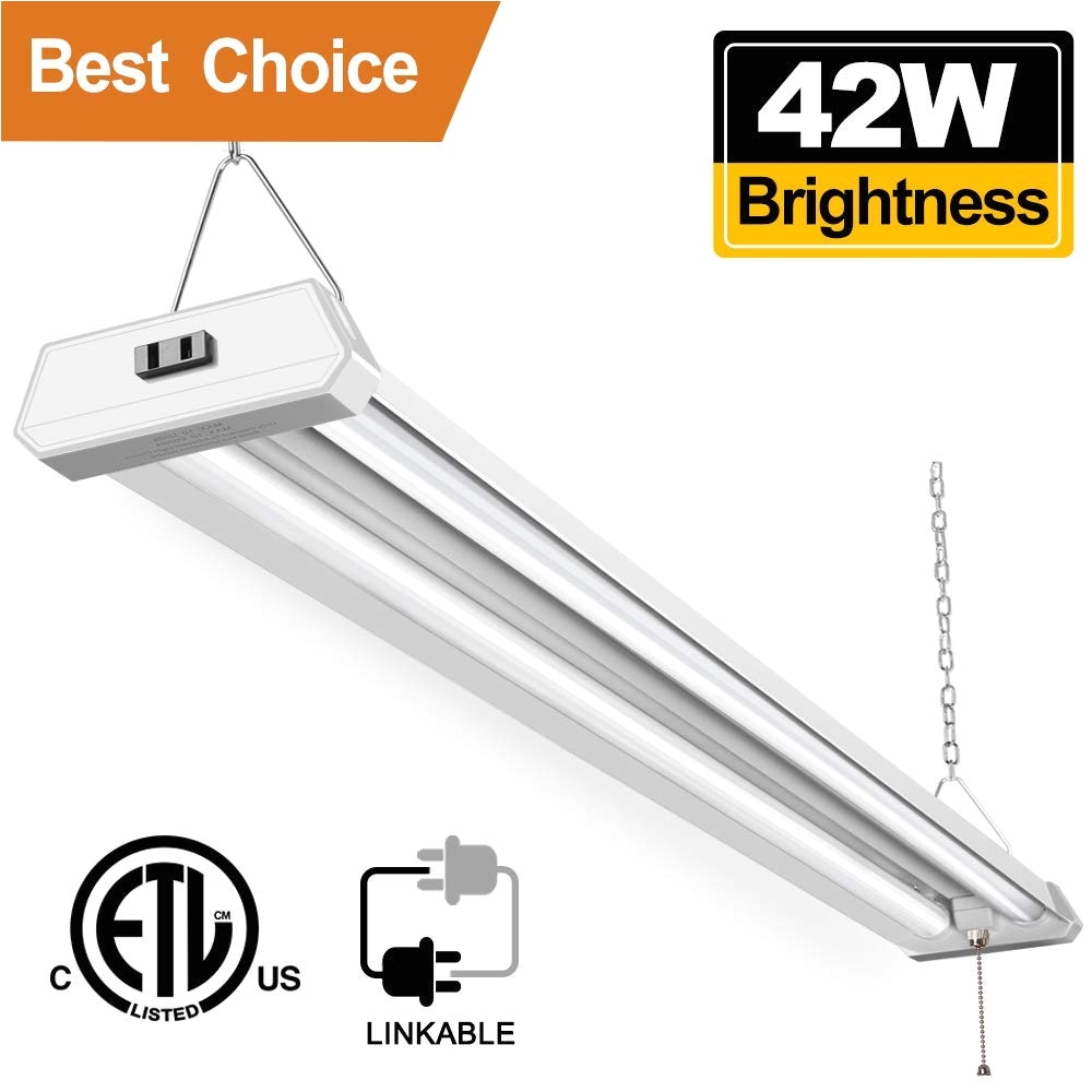 42w linkable led shop light for garage bbounder 4ft 5000k daylight super bright garage light surface and hanging mounting for warehouse basement garage