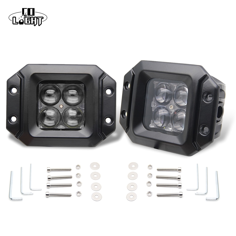 aliexpress com buy co light 1 pair led work light bar 20w 4d flush mount pod spot beam offroad driving lights for ford jeep suv atv 4x4 4wd truck from