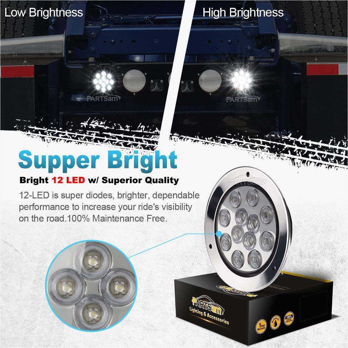 Flush Mount Led Reverse Lights Amazon Com Partsam 2pcs 12 Creed Led White 4 Round Backup Reverse