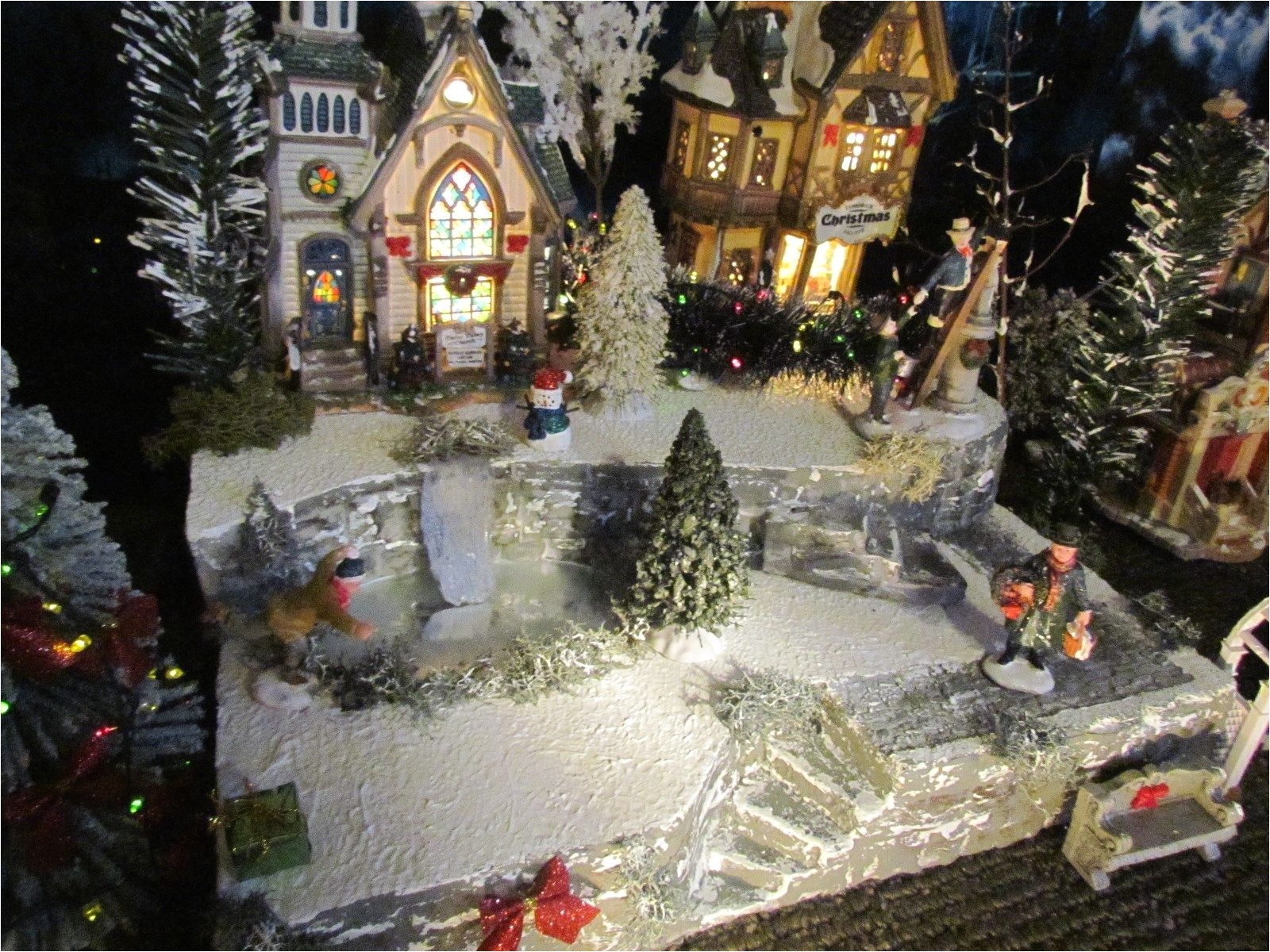 christmas waterfall frozen pond village display platform base dept 56 north pole for sale villagedisplays com