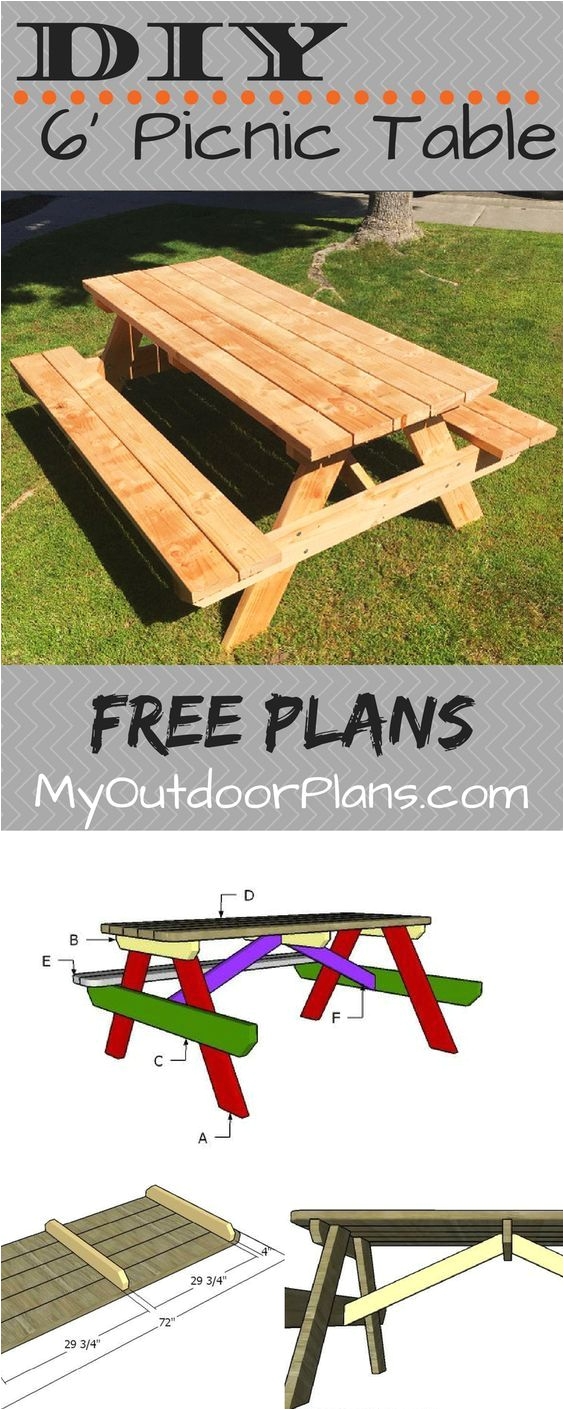 free plans for building a 6 foot picnic table this table features benches on both