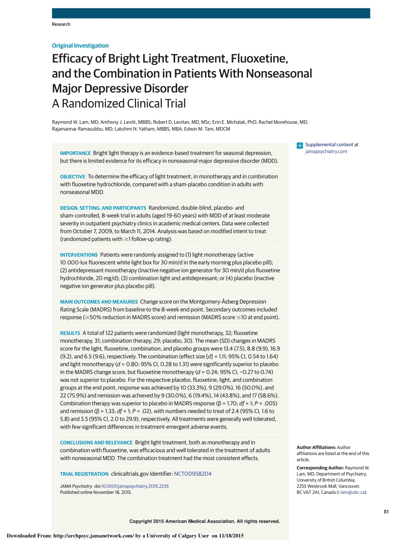 pdf adjunctive bright light therapy for bipolar depression a randomized double blind placebo controlled trial