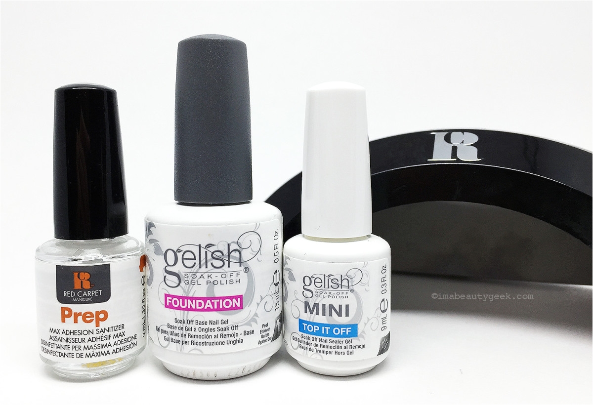 manigeeks red carpet manicure prep gelish foundation and top it off and red carpet manicure