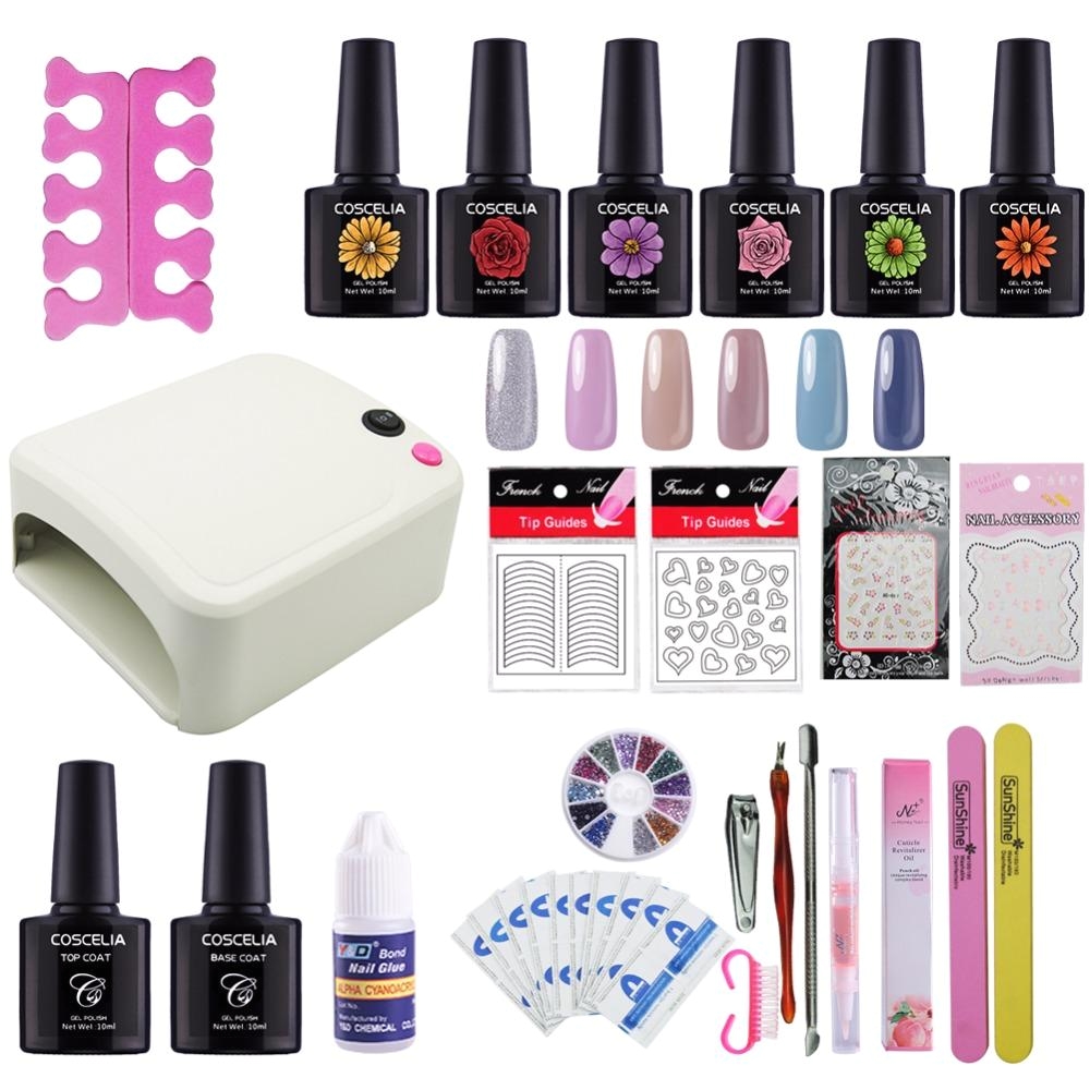 nail art pro diy full set soak off uv gel polish manicure set 36w curing lamp kit any base top set nail gel nail tools nail art gel nail art videos from