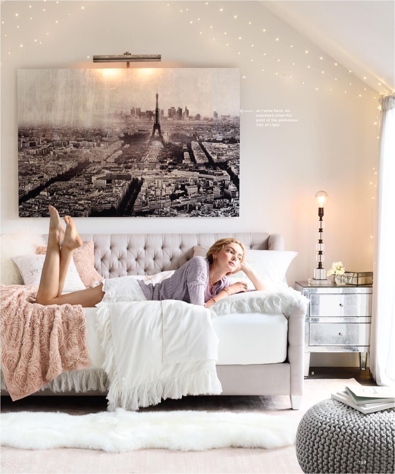 rh teen bedroom i love the soft gray wall pale gray paint by restoration hardware and the tiny string lights