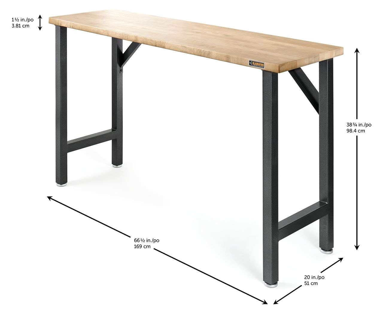 gladiator gawb66hwgg 66 1 2 wide hardwood workbench 66 5 in wide hammered granite amazon com