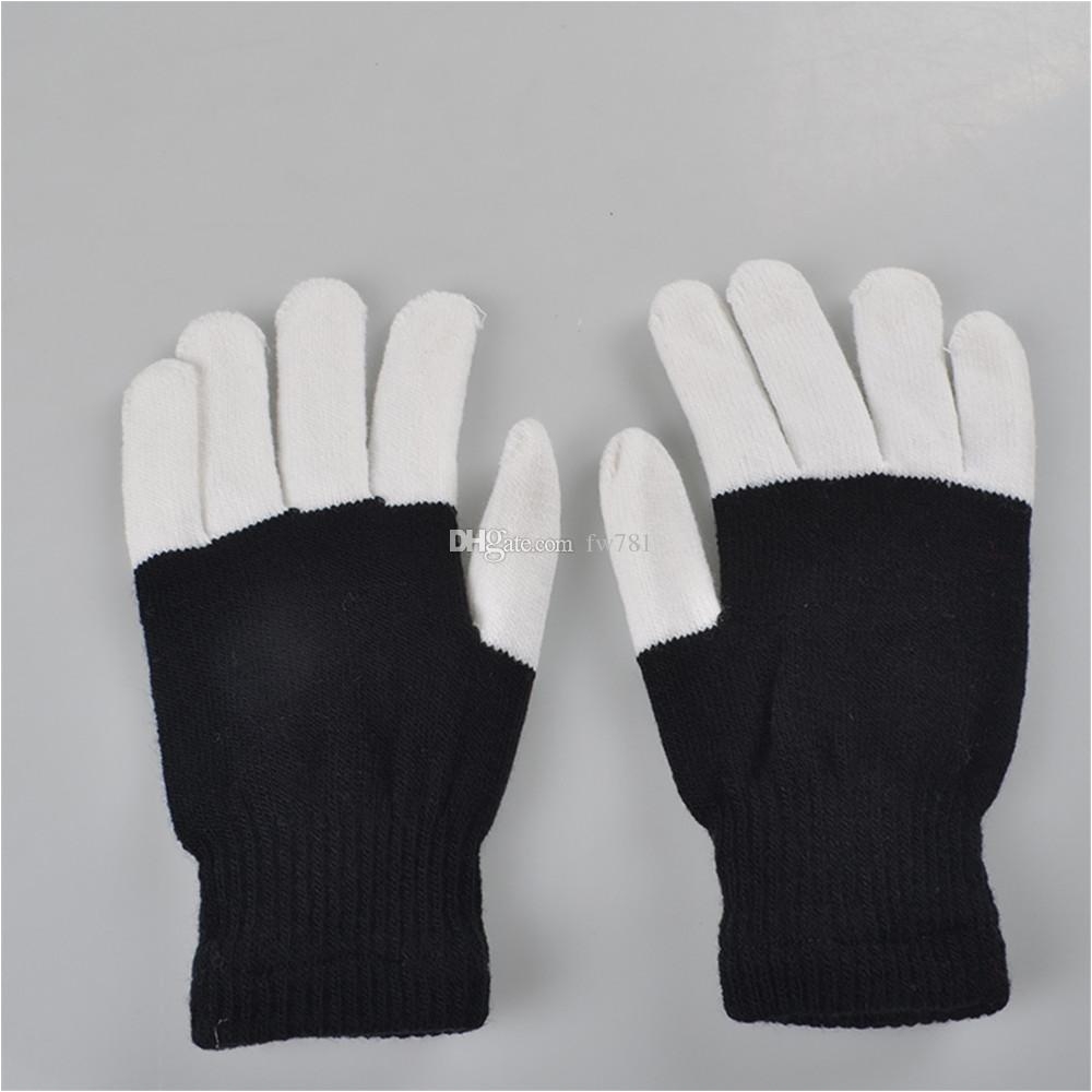 led gloves flashing light men women nylon led rave light fingertip glow mitt night club party