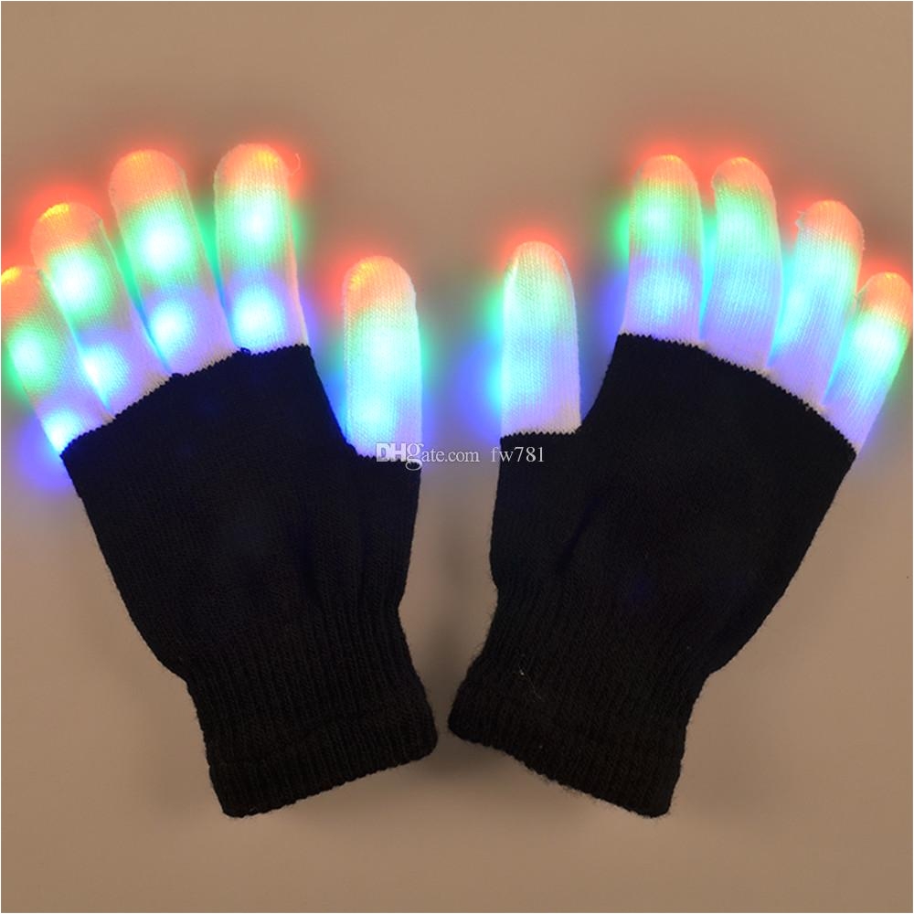 Gloves that Light Up 2018 Led Gloves Flashing Light Men Women Nylon Led Rave Light