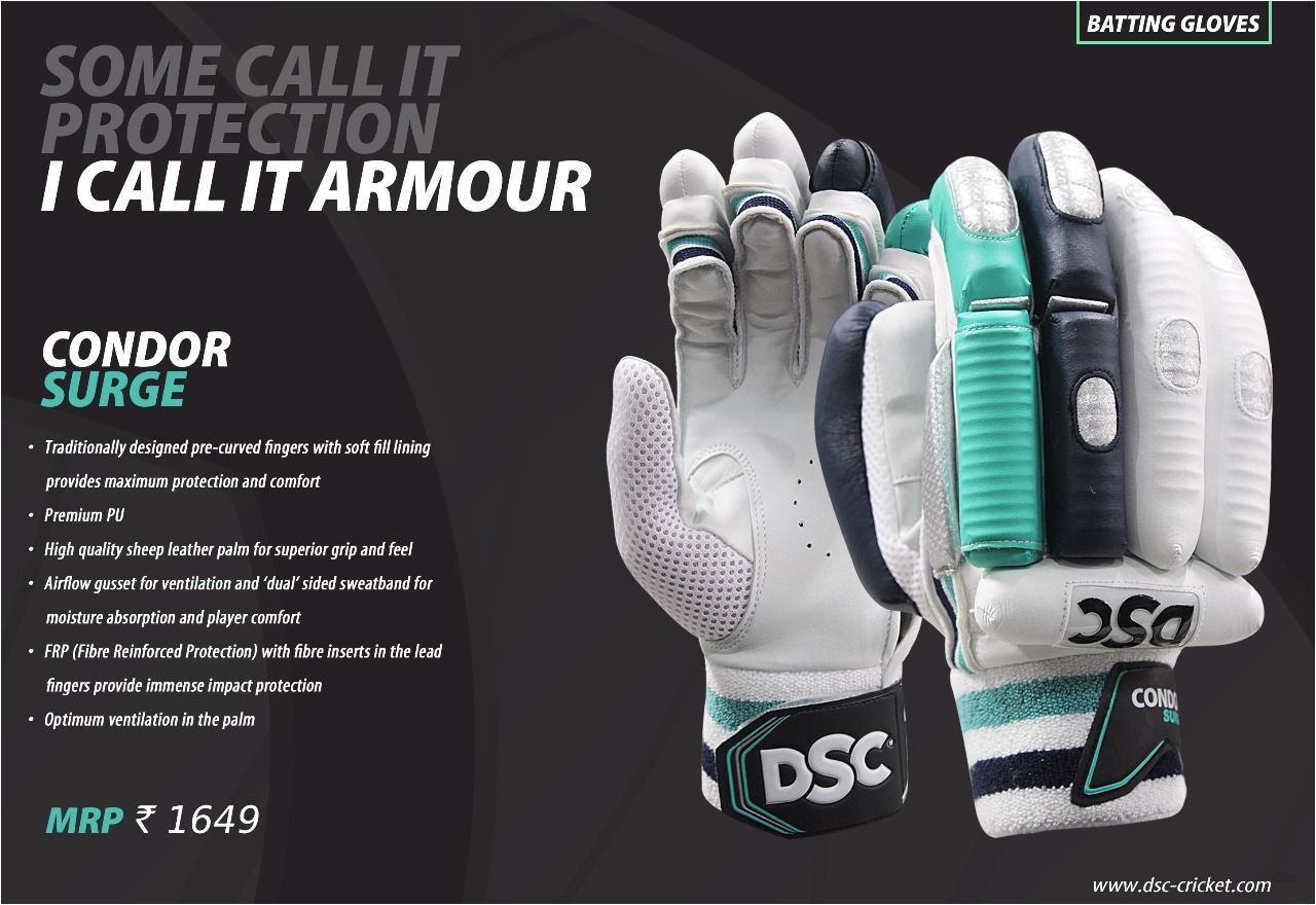 dsc condor surge batting gloves contemporary and light weight and made with the best materials for the professional players rs 1649