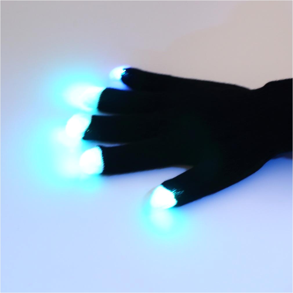 flashing fingertip light 7 mode led gloves mittens costumes rave party skating riding
