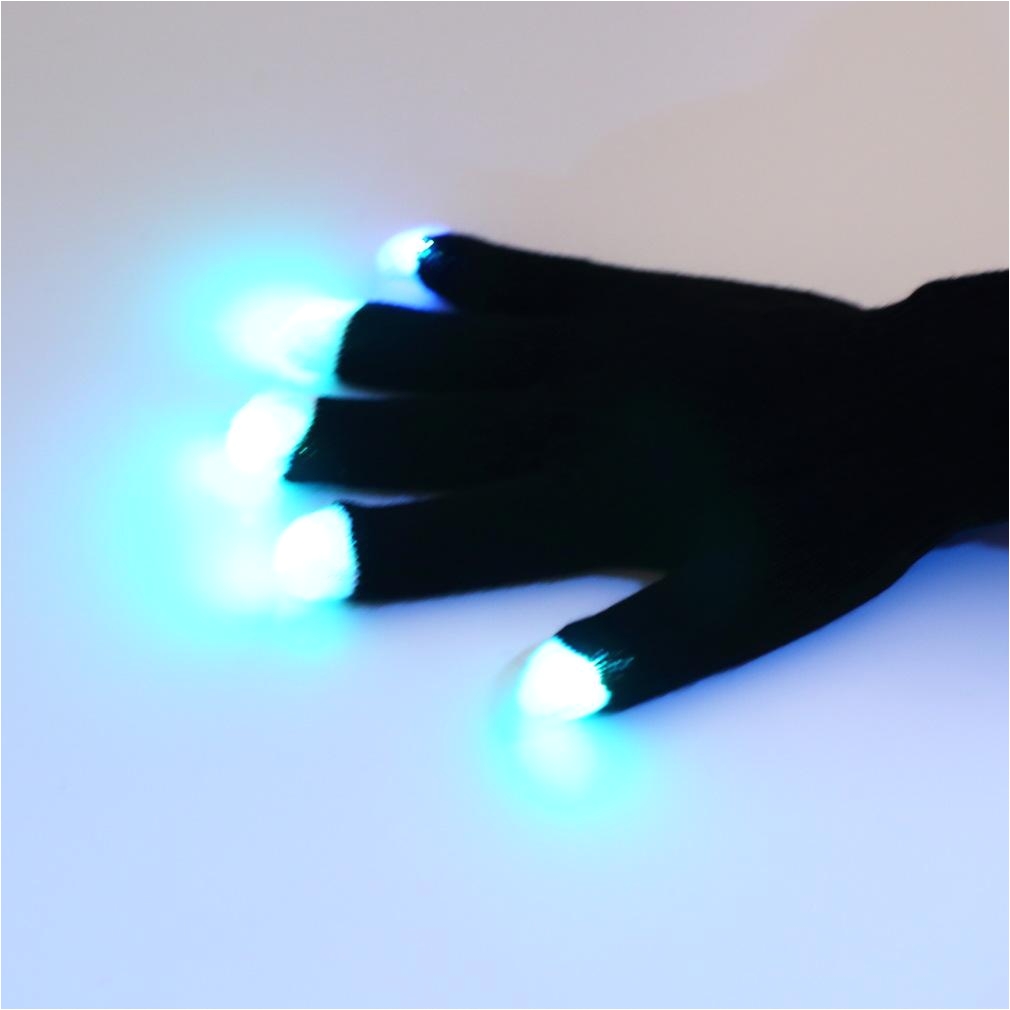 Gloves that Light Up Flashing Fingertip Light 7 Mode Led Gloves Mittens Costumes Rave