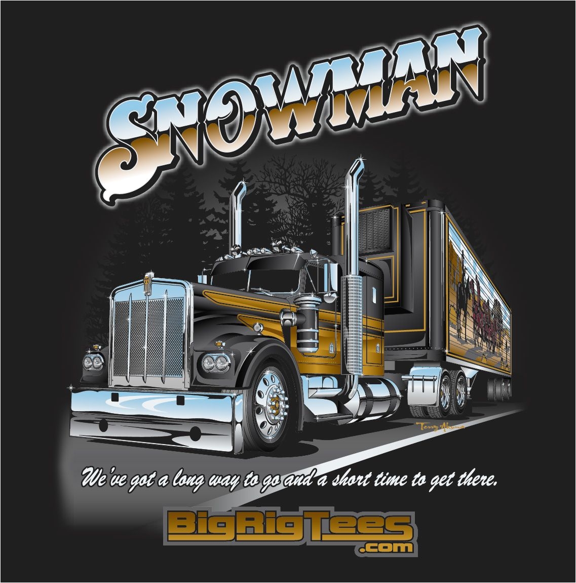 Go Lights for Trucks Snowman Bandit Back T Shirt Design for Brts Retail Line Of T