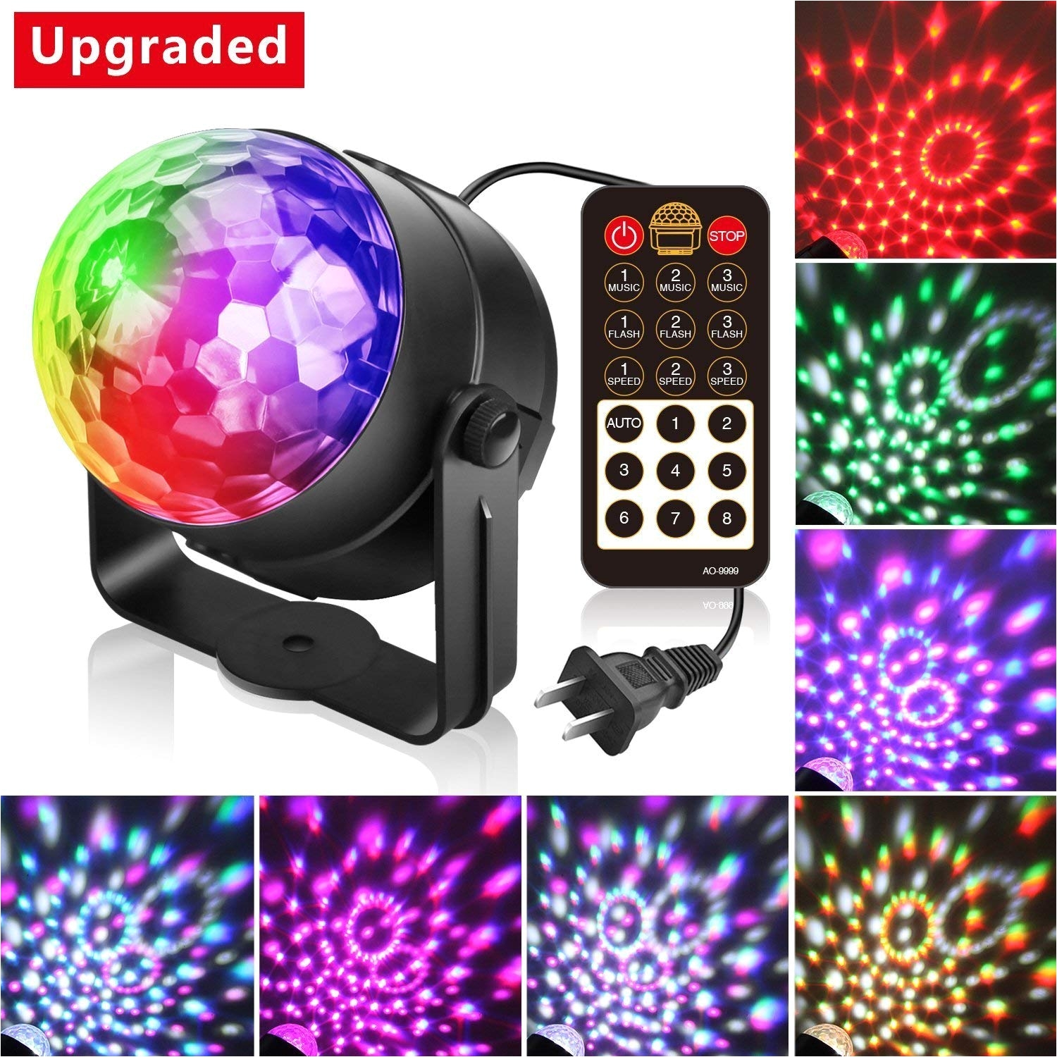 amazon com alviller party lights led disco ball lights dj light mirror ball sound activated strobe light 9 modes stage par karaoke lights lamp with remote