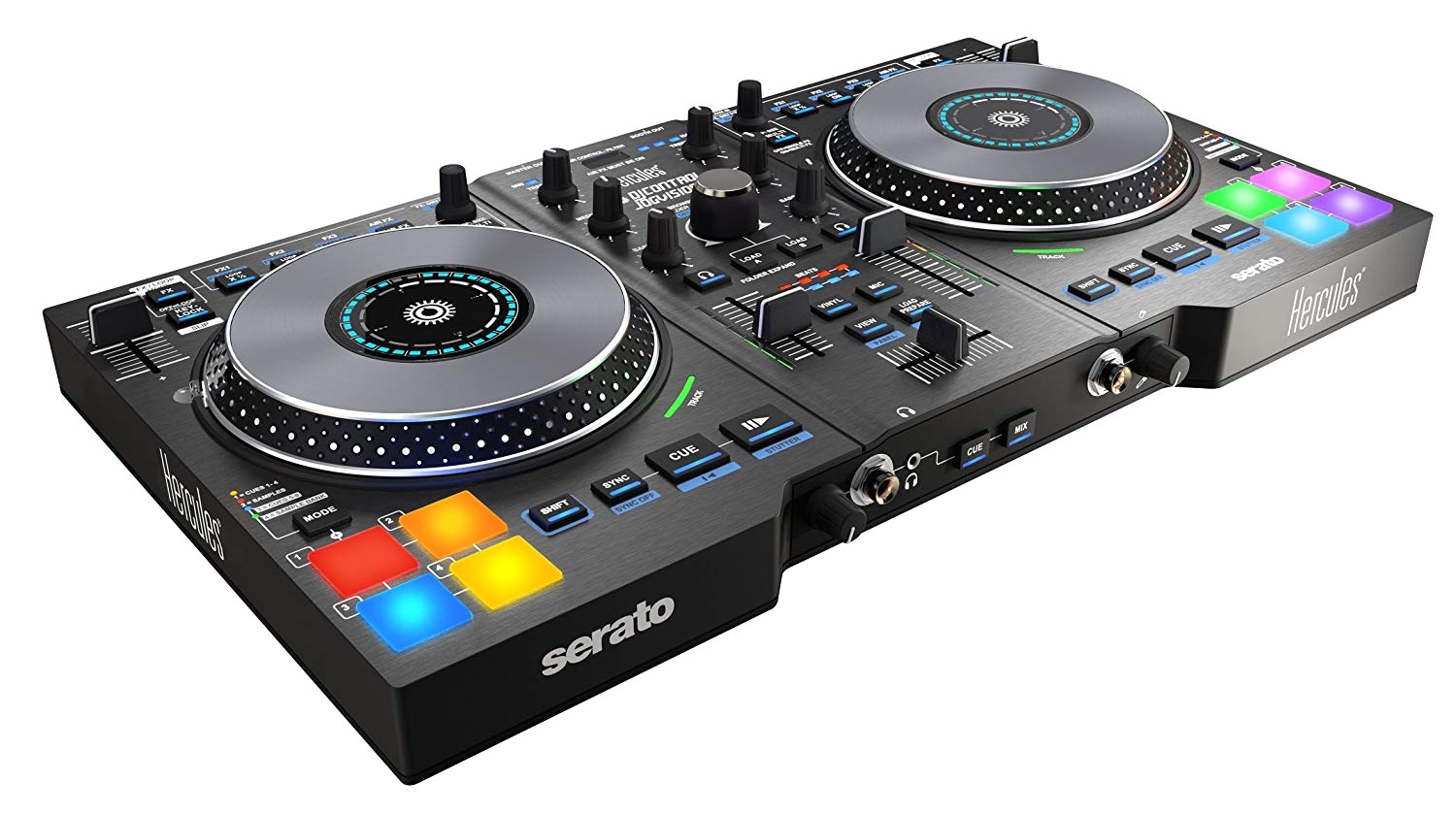 amazon com hercules djcontrol jogvision usb dj controller for serato with in jog displays and air controls musical instruments