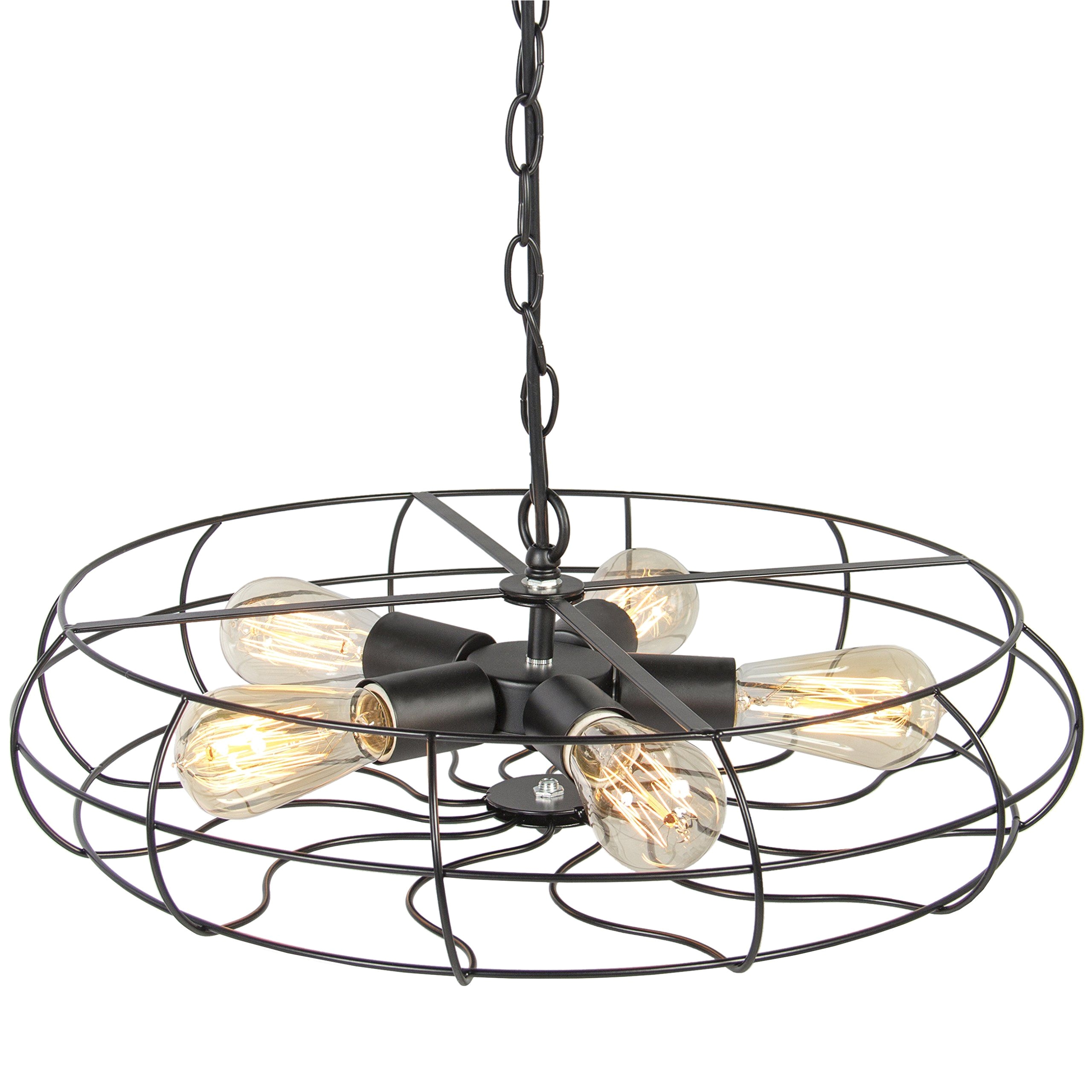 best choice products industrial vintage lighting ceiling chandelier 5 lights metal hanging fixture