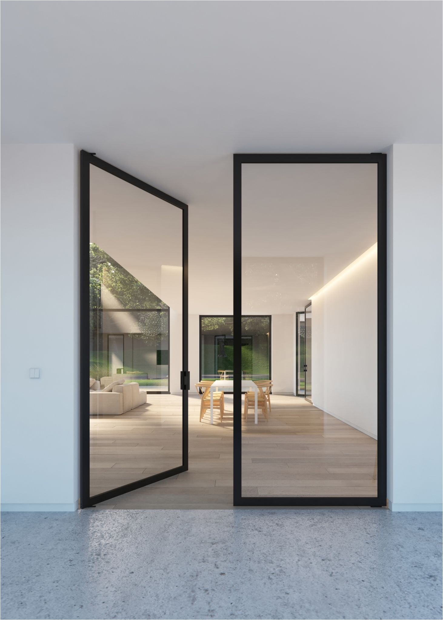 double glass door with steel look frames portapivot