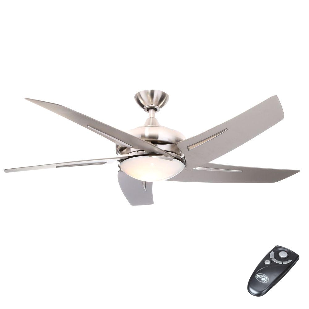 hampton bay sidewinder 54 in indoor brushed nickel ceiling fan with light kit and remote