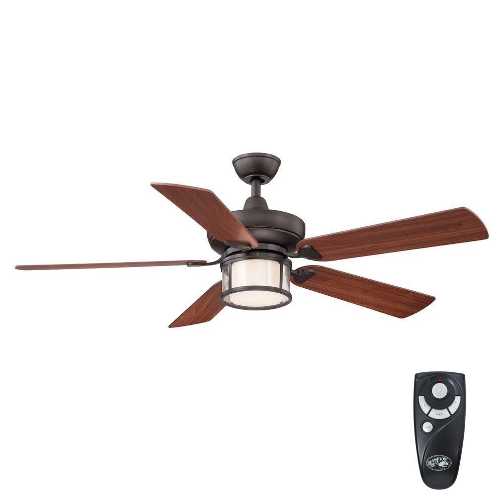 hampton bay tipton ii 52 in indoor oil rubbed bronze ceiling fan with light