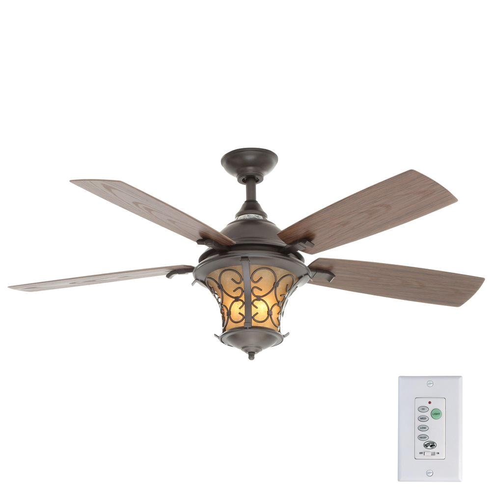 hampton bay veranda ii 52 in indoor outdoor natural iron ceiling fan with light