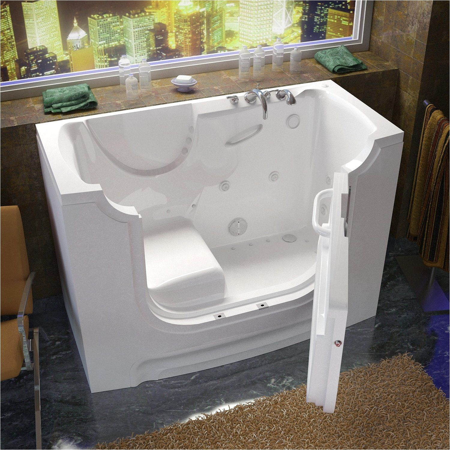 venzi bathing 30x60 right drain white whirlpool air jetted wheelchair accessible walk in bathtub walk