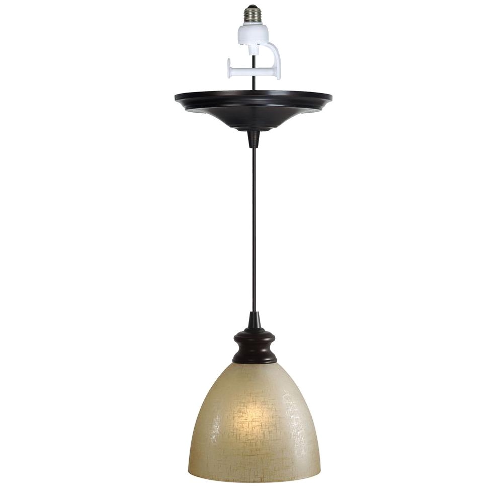 Hanging Lamps with Pull Chain Worth Home Products Instant Pendant Series 1 Light Brushed Bronze