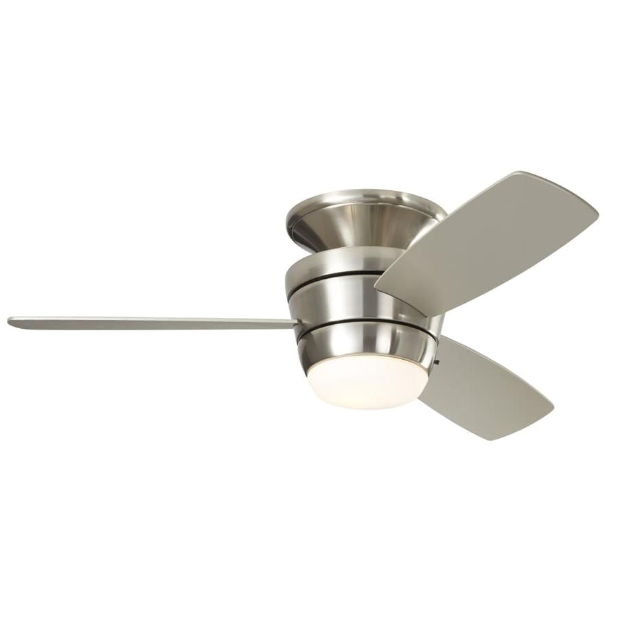 harbor breeze mazon 44 in brush nickel led indoor flush mount ceiling fan with light
