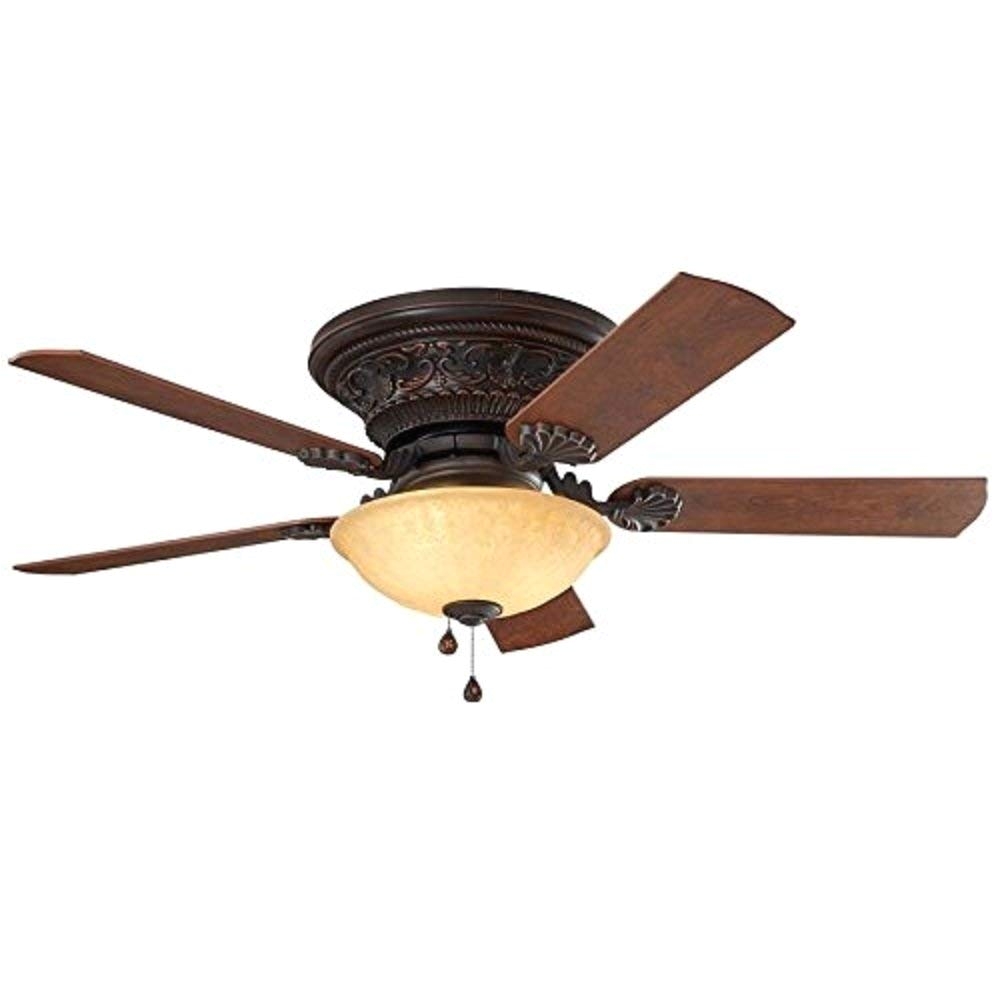 lynstead 52 in specialty bronze flush mount indoor residential ceiling fan with led light kit amazon com