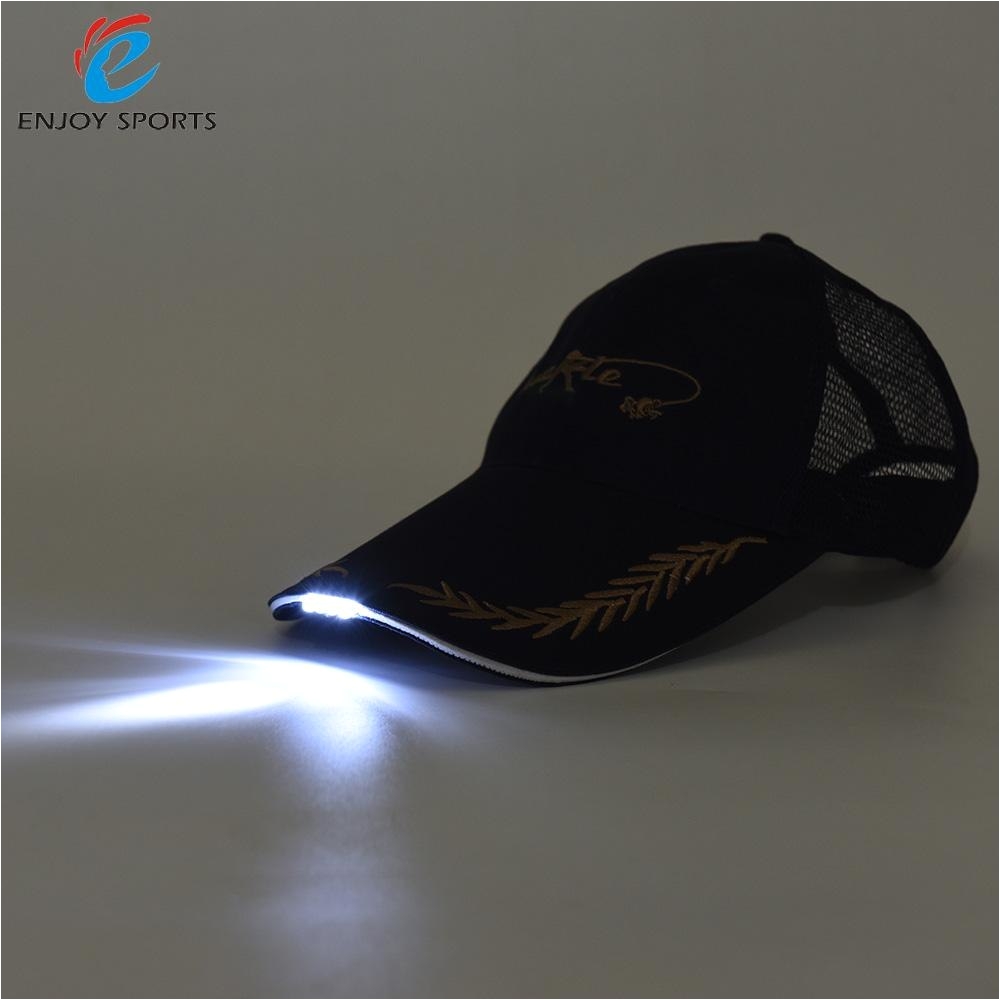 lightweight 4 led light baseball hat light cap outdoor lighted fishing cap hat with breathable mesh