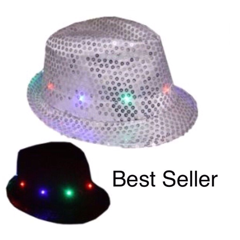 christmas hat led fedora hat light up white party