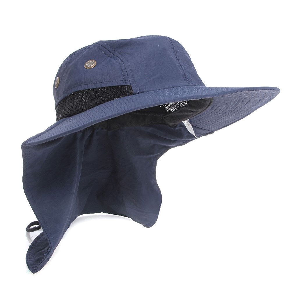 new boonie fishing boating hiking outdoor snap hat brim ear neck cover sun flap cap polyester adjustable 55 63 cm