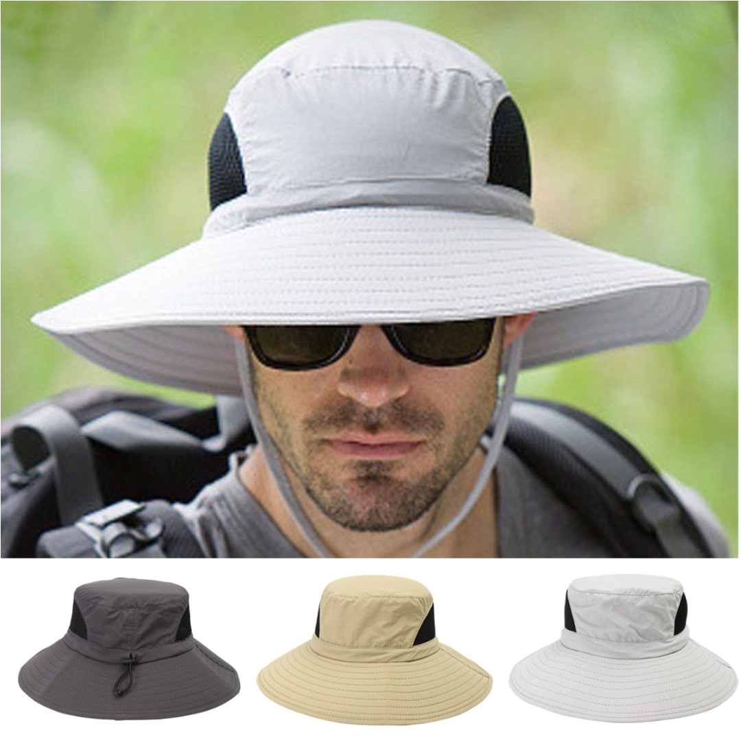 summer bucket hat wide brim fishing hats caps breathable sun protection boonie hat for outdoor camping