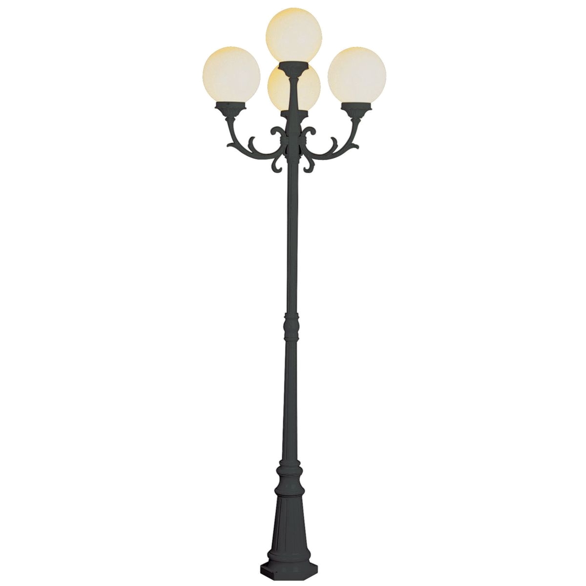 wilshire 4 light pole light in black with opal polycarbonate