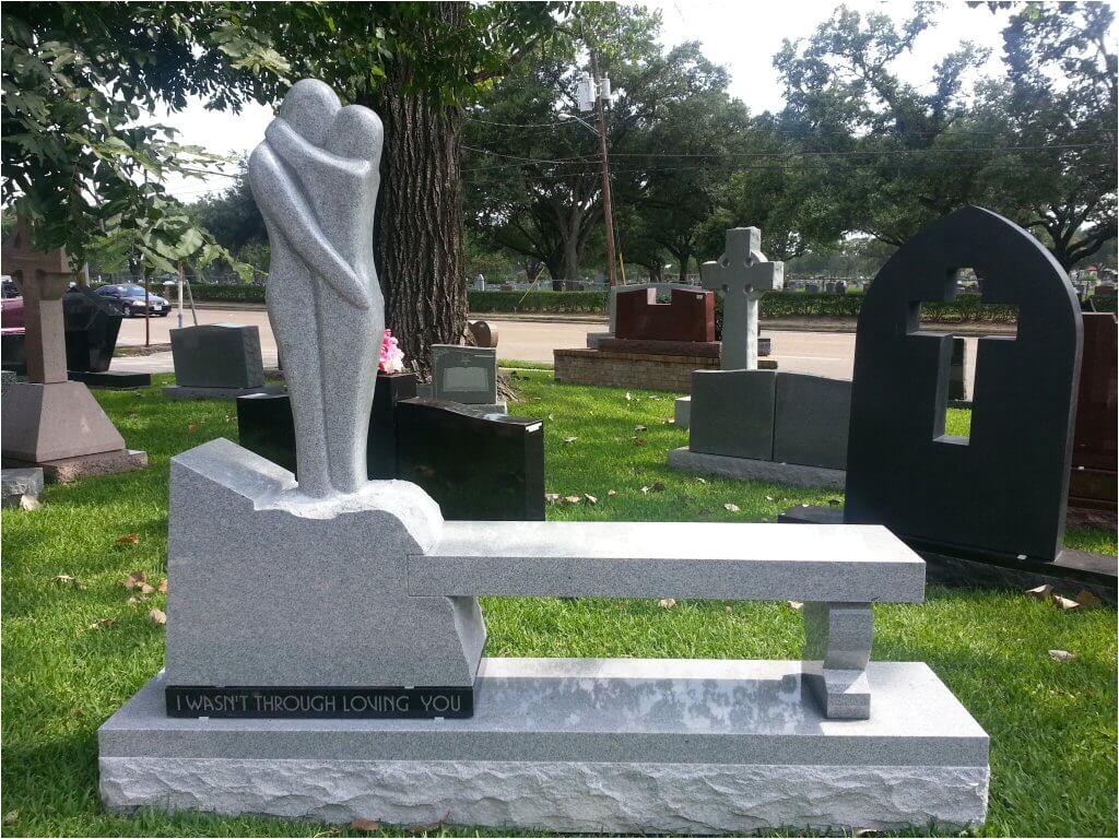 cemetery benches embrace statuary