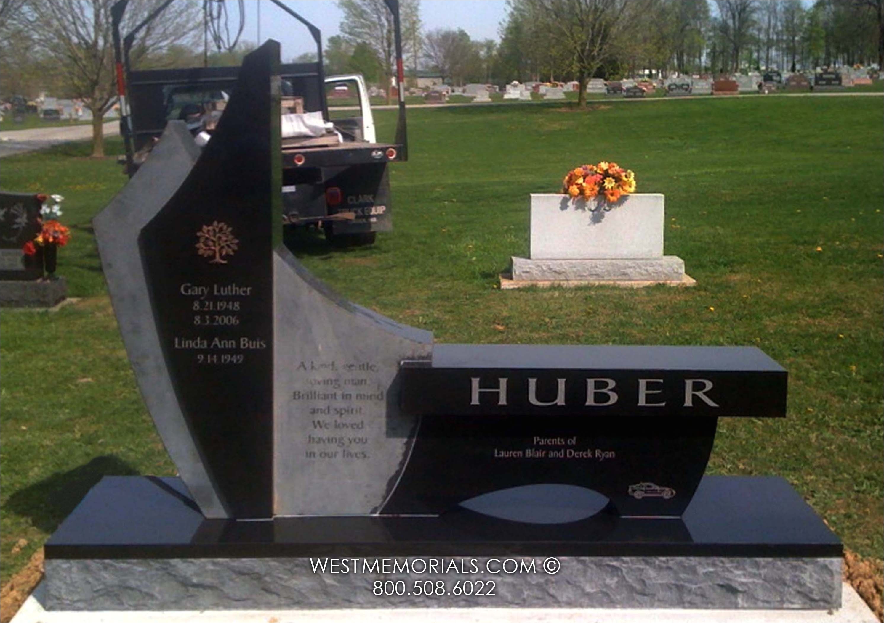 huber bench contemporary design headstone in granite